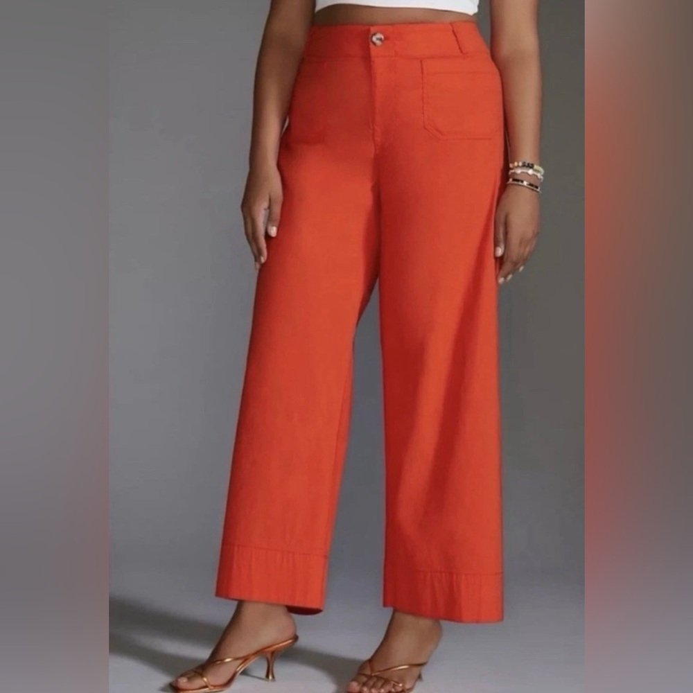 Anthropologie Maeve The Colette Wide Leg Crop Pants Orange/rust size 27